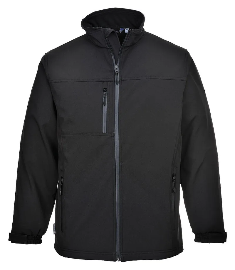 Softshell jacket, black, front view