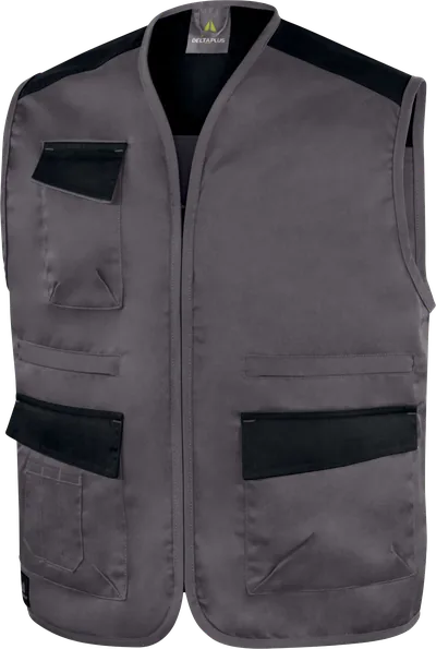 Gilet da lavoro M1GI2, grigio e nero, vista frontale