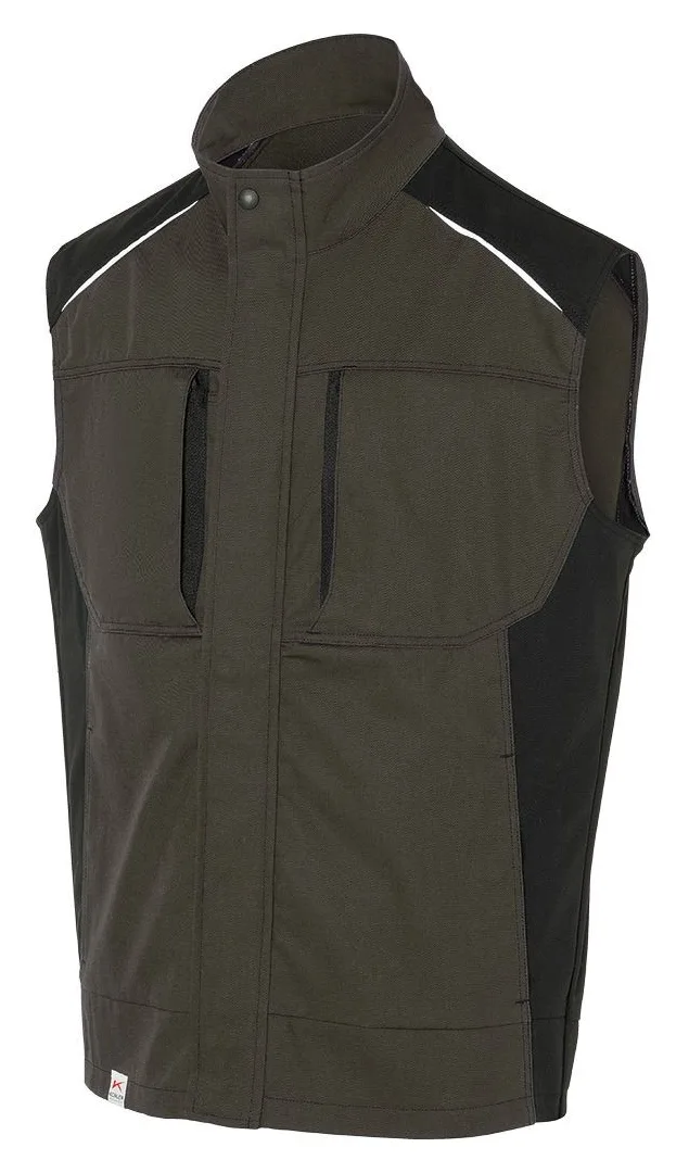 Work vest, olive and black, front view