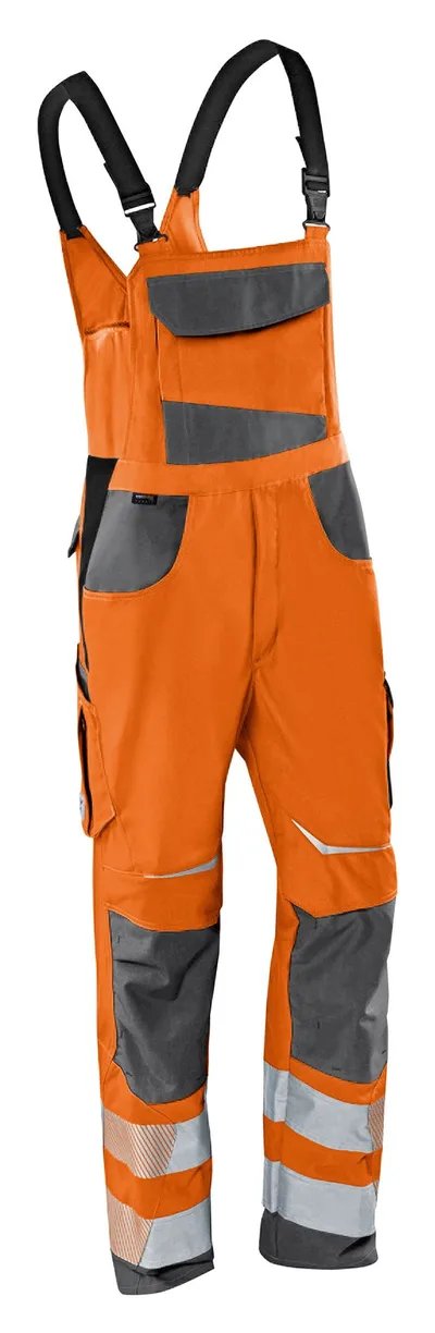 Salopette da lavoro, arancione e grigio, vista frontale
